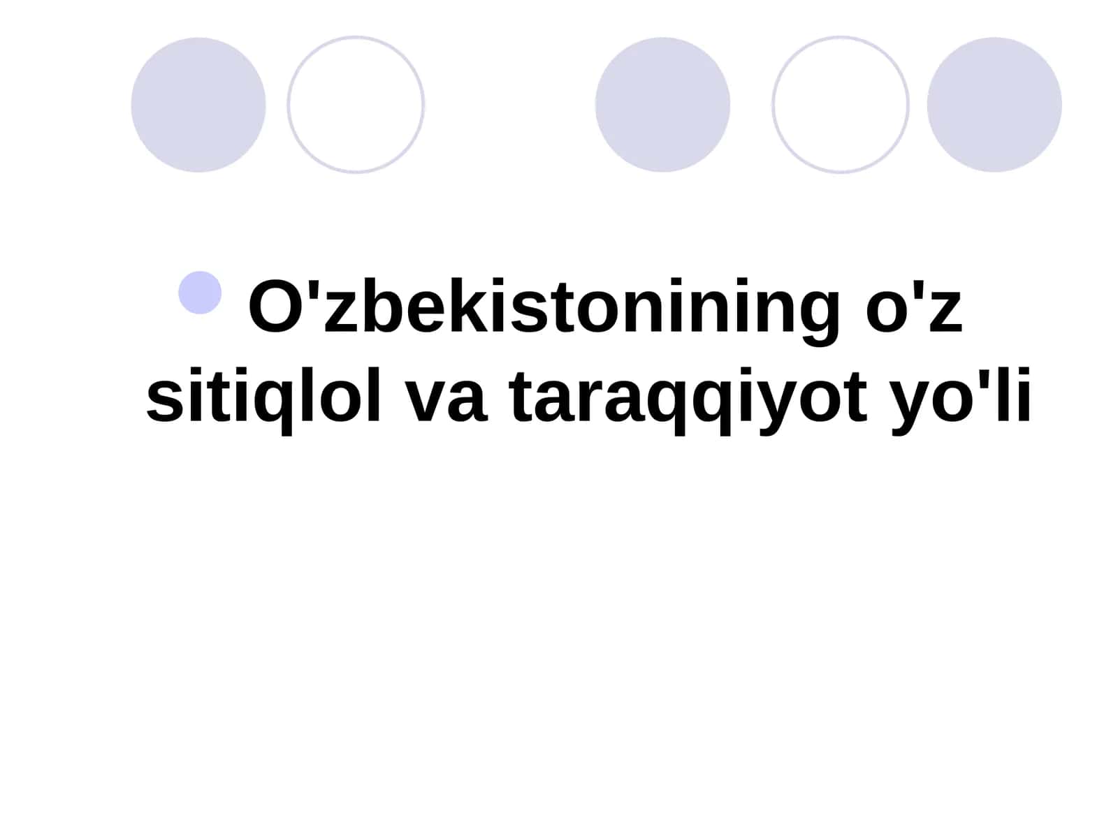 O'zbekistonining o'z sitiqlol va taraqqiyot yo'li