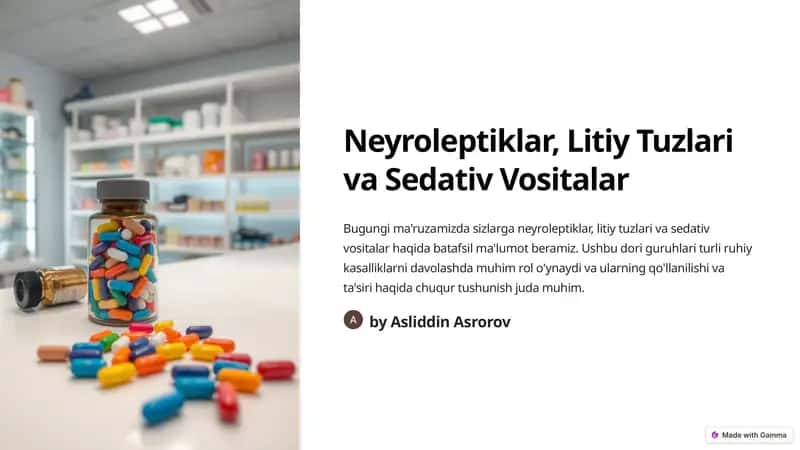 Neyroleptiklar, Litiy Tuzlari va Sedativ Vositalar