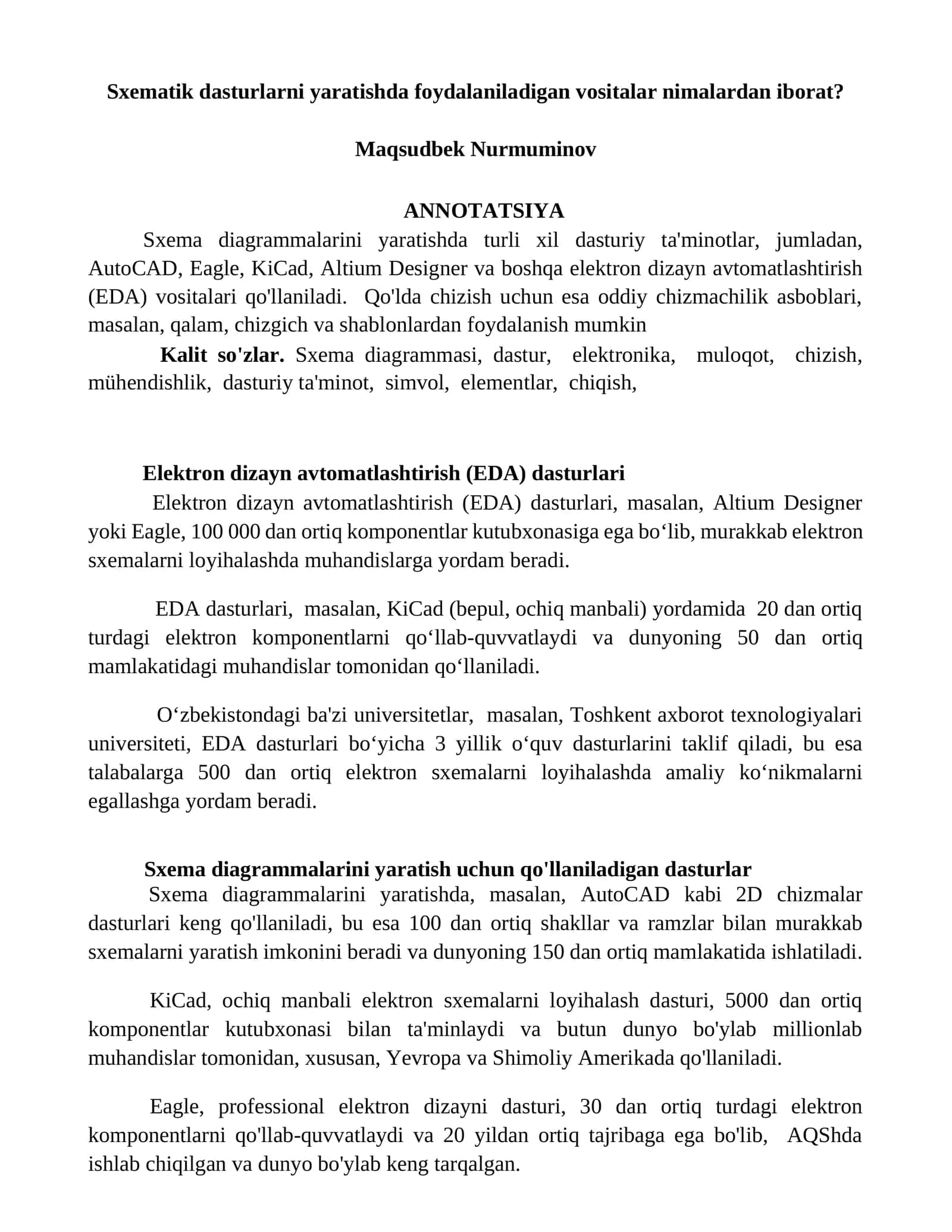 Elektron dizayn avtomatlashtirish (EDA) dasturlari