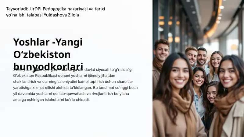 Yoshlar-Yangi Oʻzbekiston bunyodkorlari