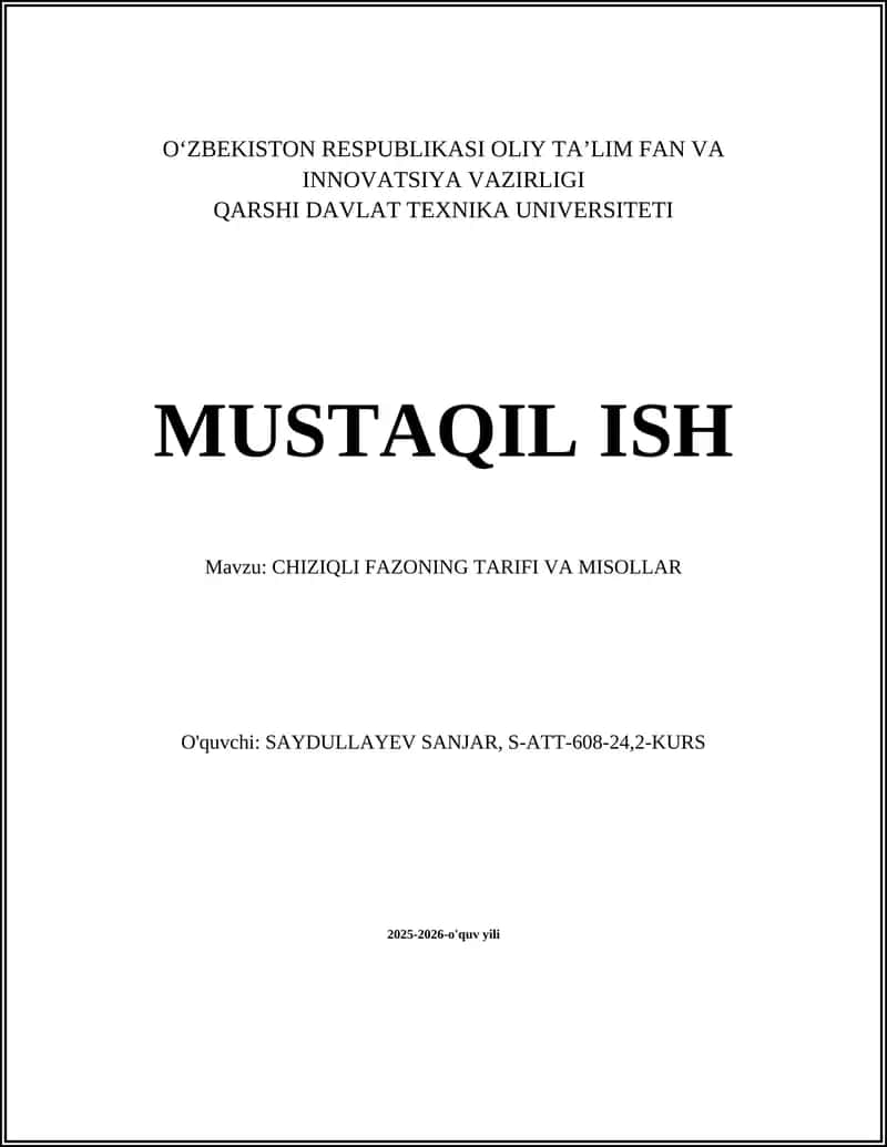 CHIZIQLI FAZONING TARIFI VA MISOLLAR