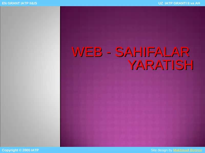 WEB - SAHIFALAR YARATISH