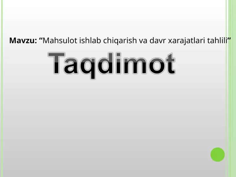 Mahsulot ishlab chiqarish va davr xarajatlari tahlili