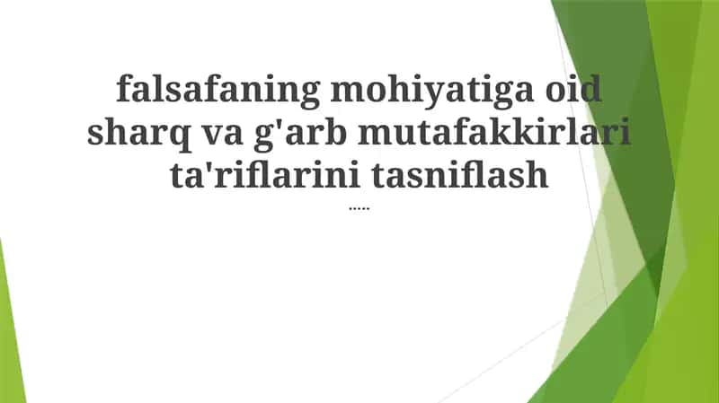 Sharq Falsafiy Qarashlari