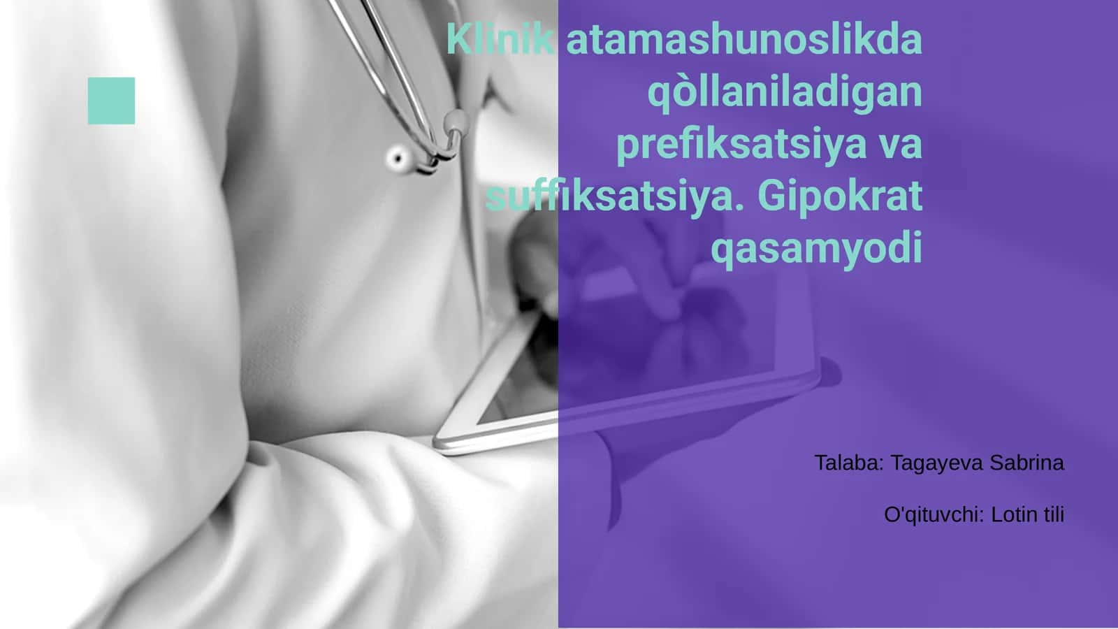 Klinik atamashunoslikda prefiksatsiya va suffiksatsiya