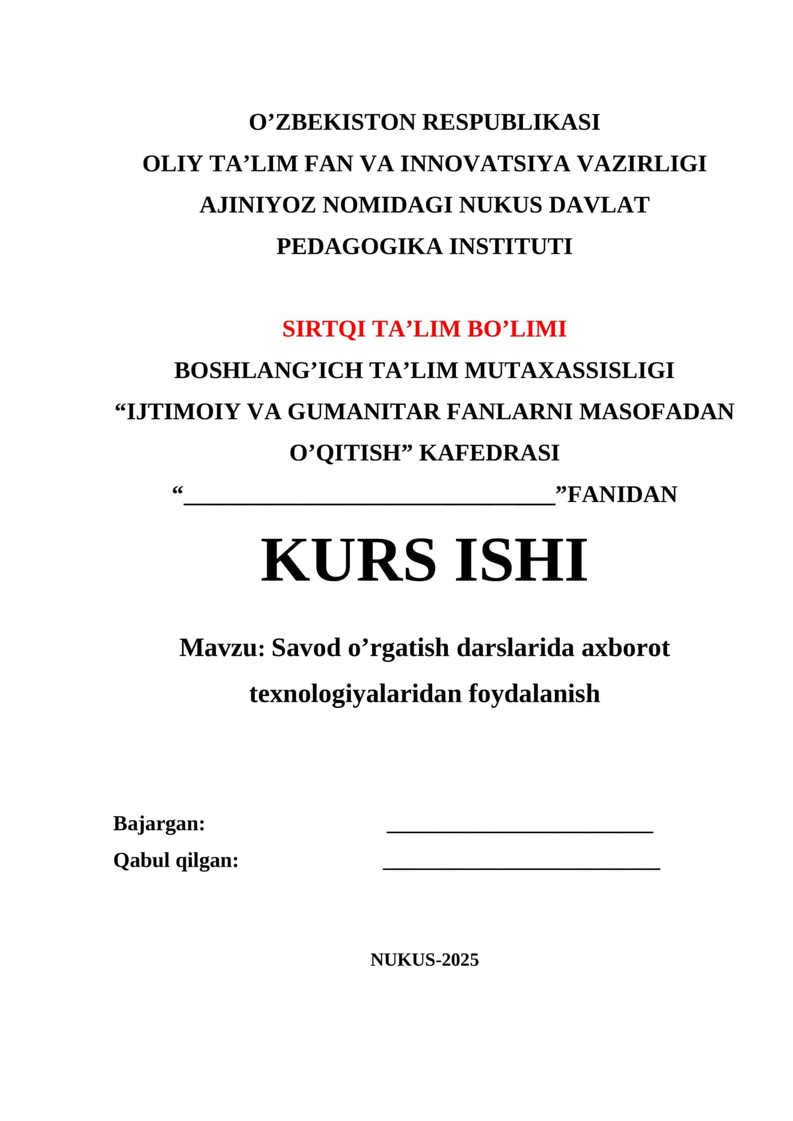 Savod o’rgatish darslarida axborot texnologiyalaridan foydalanish