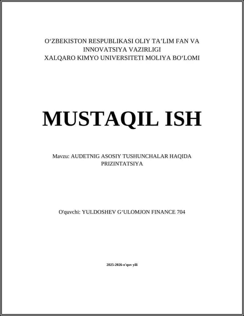 AUDETNIG ASOSIY TUSHUNCHALAR HAQIDA PRIZINTATSIYA