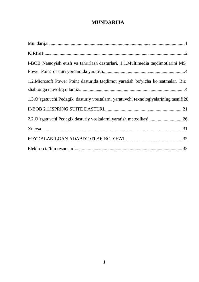 Namoyish qiluvchi dasturlarda pedagogik dasturiy vositalar yaratish