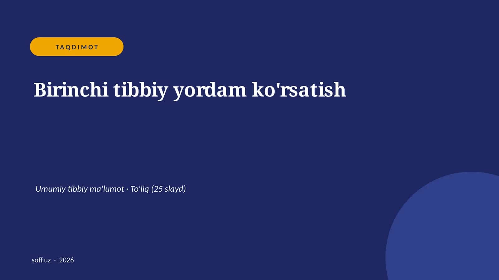 Birinchi tibbiy yordam ko'rsatish
