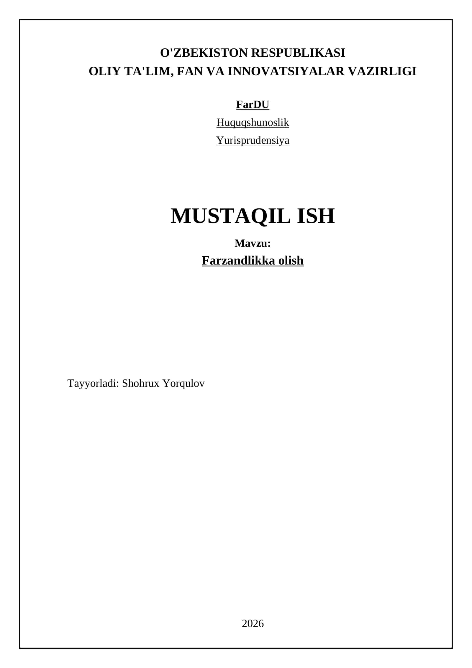 Farzandlikka olish