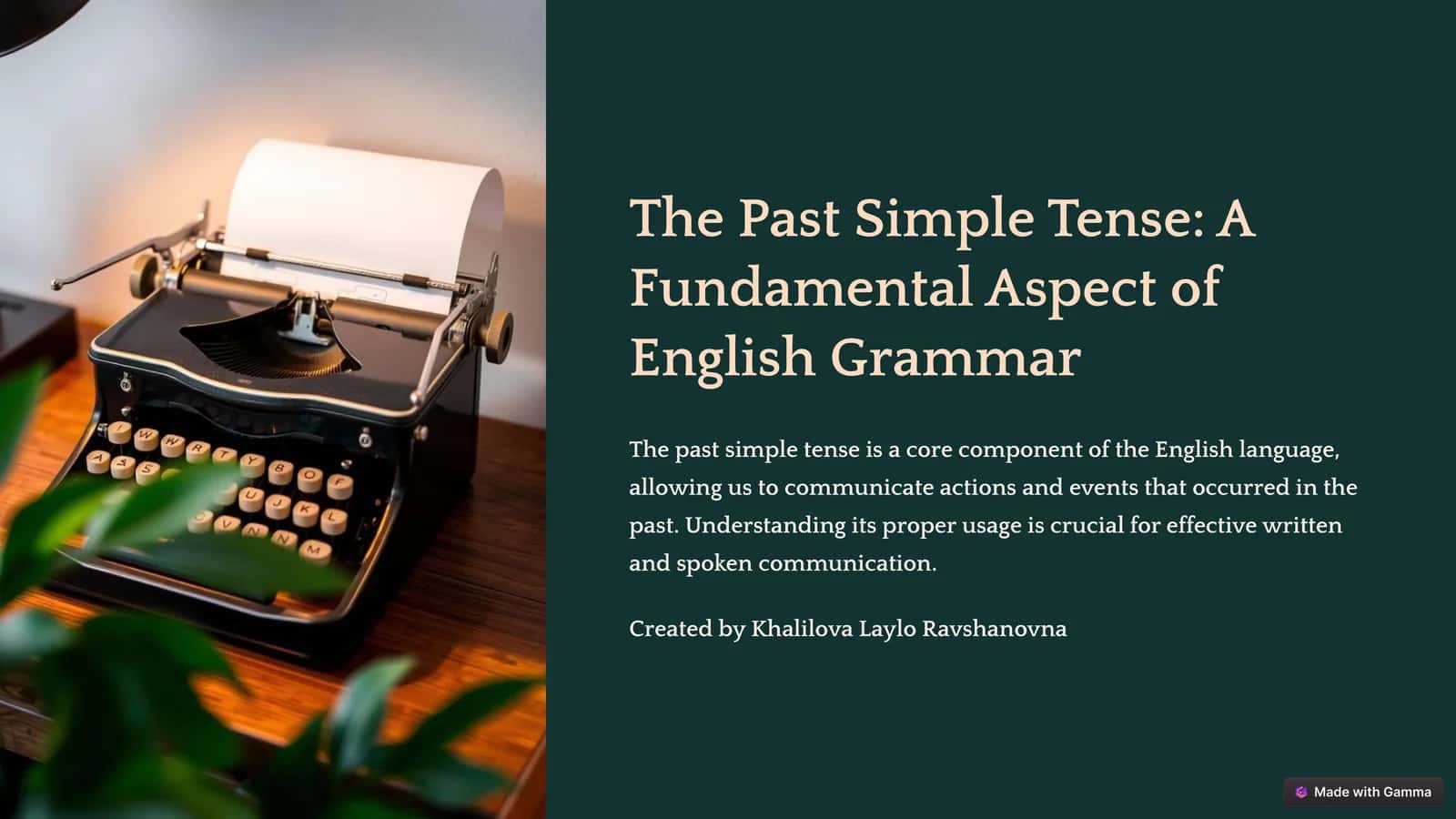 Past Simple Tense