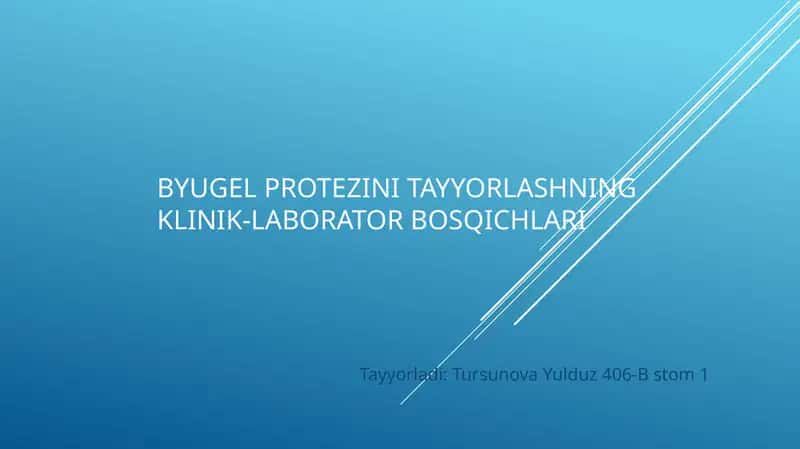 Byugel protezini tayyorlashning klinik-laborator bosqichlari
