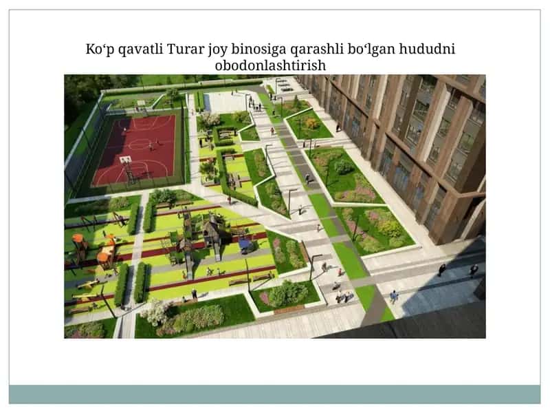 Ko‘p qavatli Turar joy binosiga qarashli bo‘lgan hududni obodonlashtirish