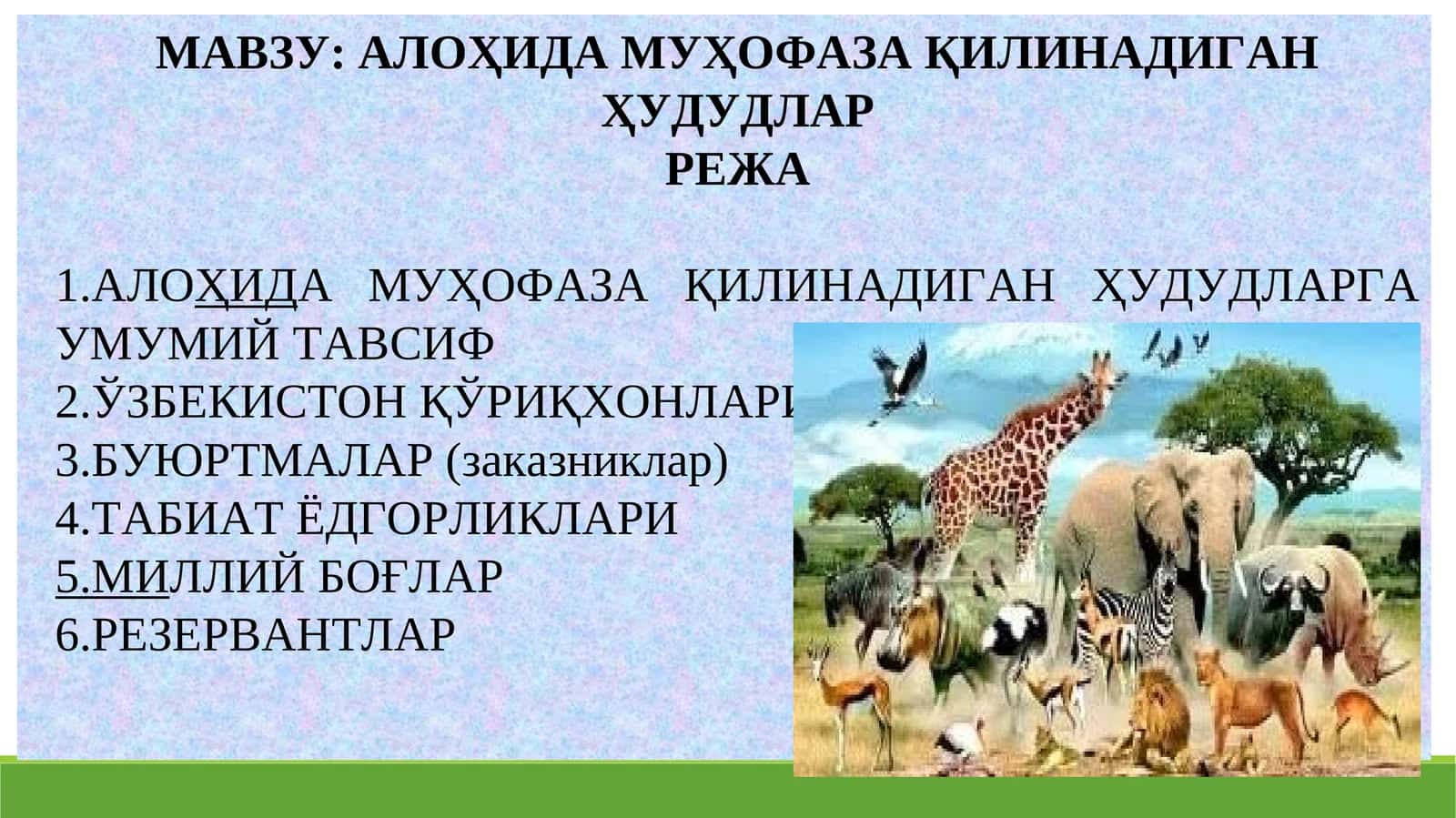 АЛОҲИДА МУҲОФАЗА ҚИЛИНАДИГАН ҲУДУДЛАР