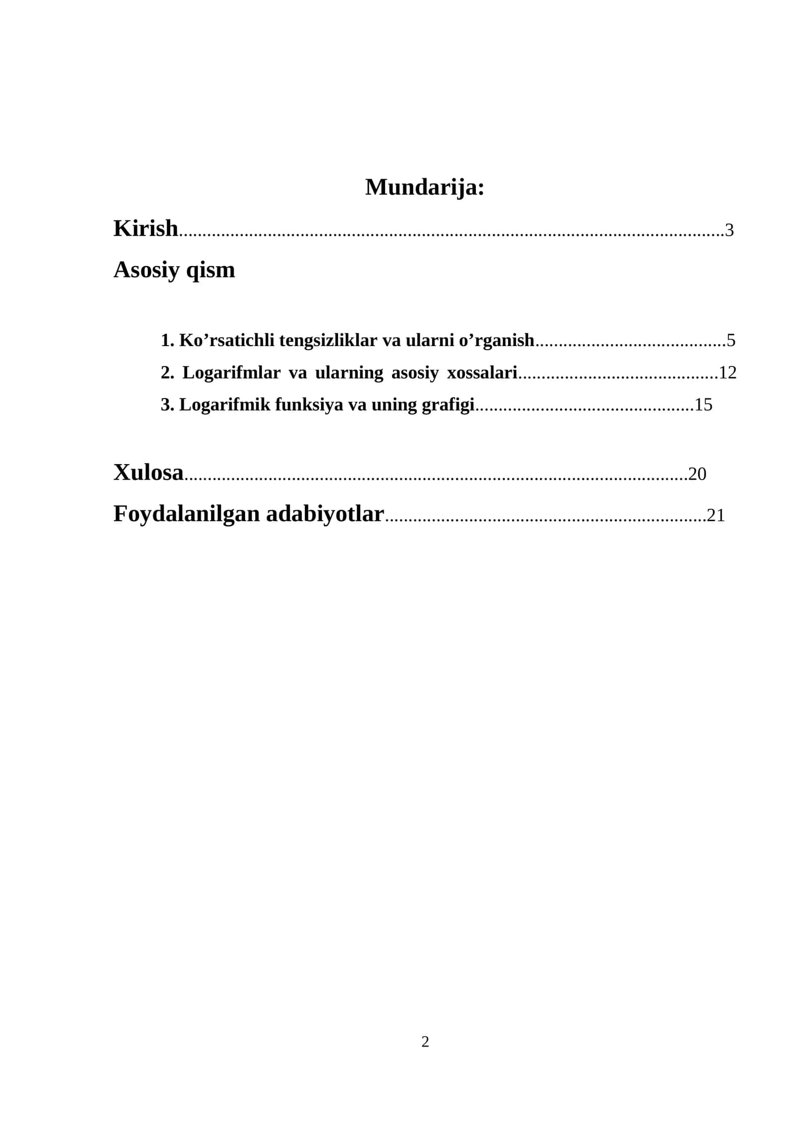 Ko’rsatichli tengsizliklar va ularni o’rganish