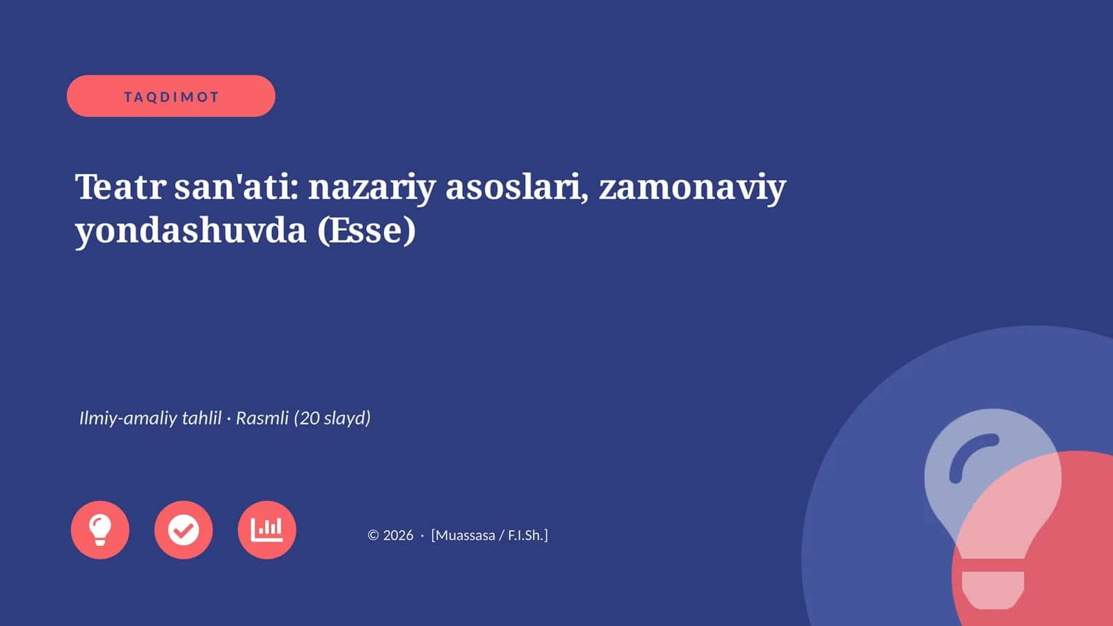 Teatr san'ati: nazariy asoslari, zamonaviy yondashuvda (Esse)