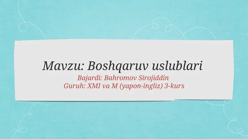 Boshqaruv uslublari