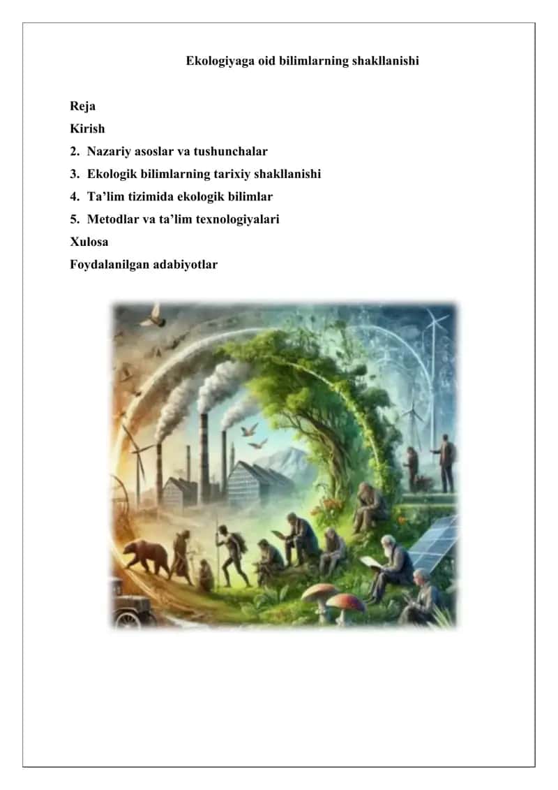 Ekologiyaga oid bilimlarning shakllanishi