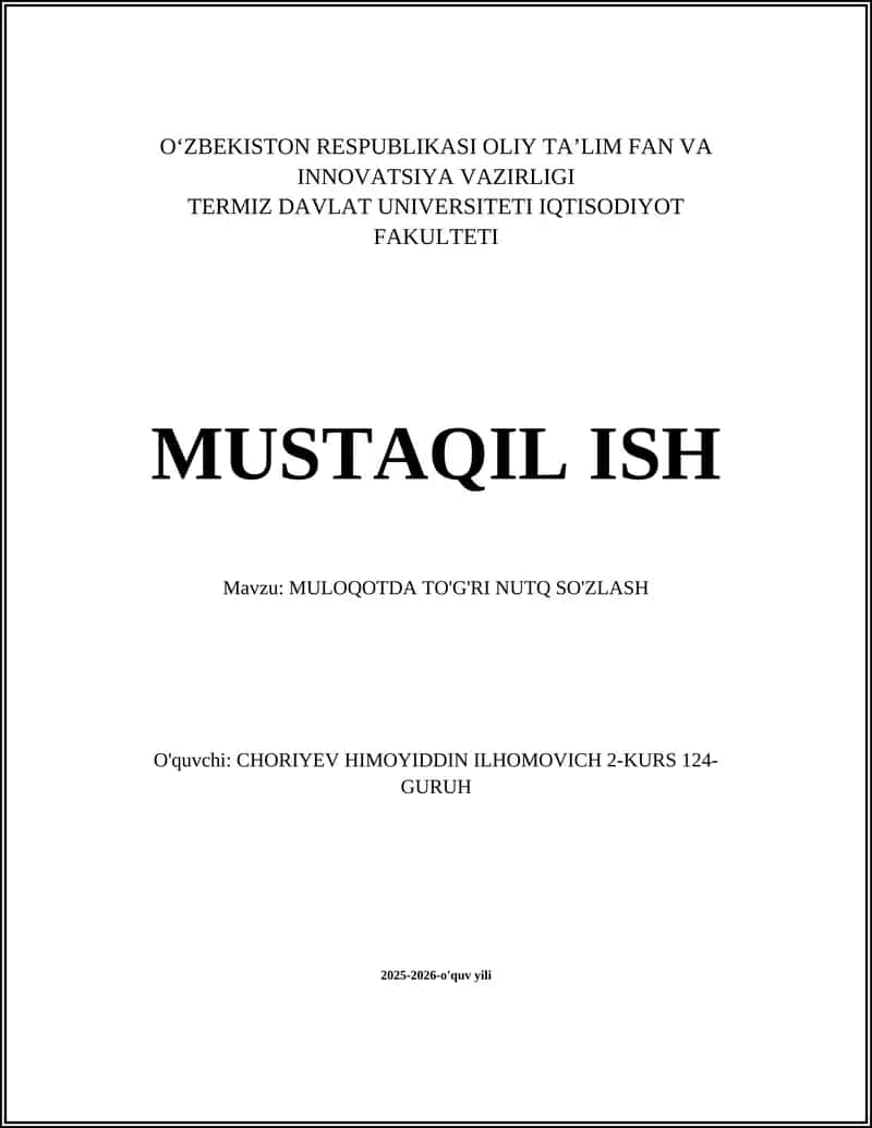 MULOQOTDA TO'G'RI NUTQ SO'ZLASH