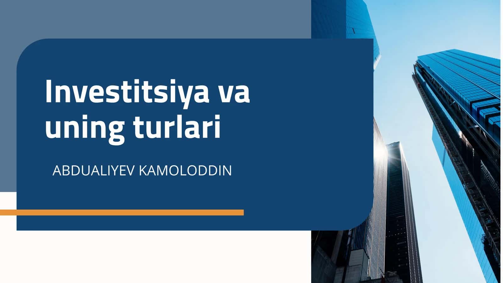 Investitsiya va uning turlari