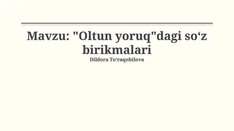 "Oltun yoruq"dagi soʻz birikmalari