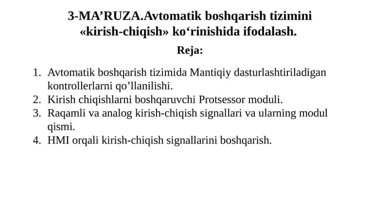 Avtomatik boshqarish tizimi
