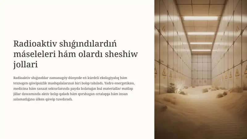 Radioaktiv shıǵındılardıń máseleleri hám olardı sheshiw jollari