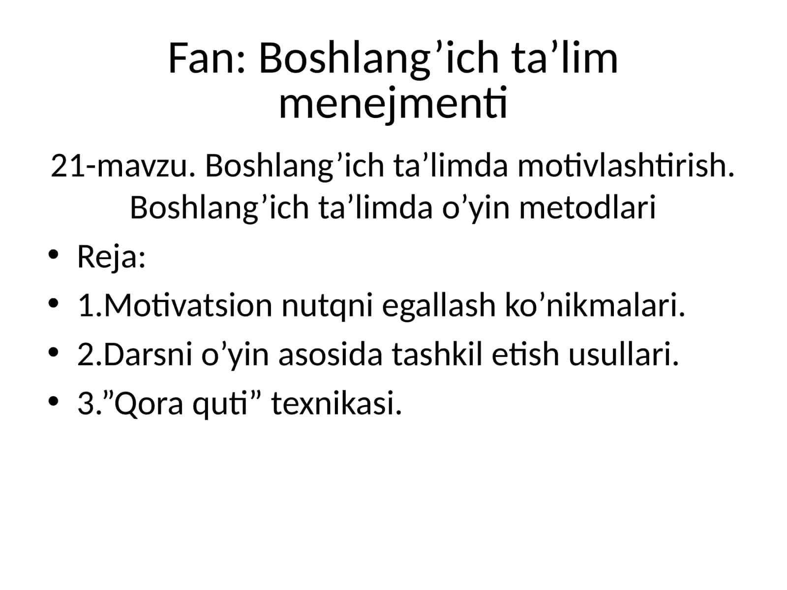 Boshlang’ich ta’lim menejmenti