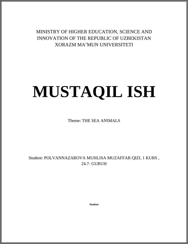 Sea Animals Study Plan