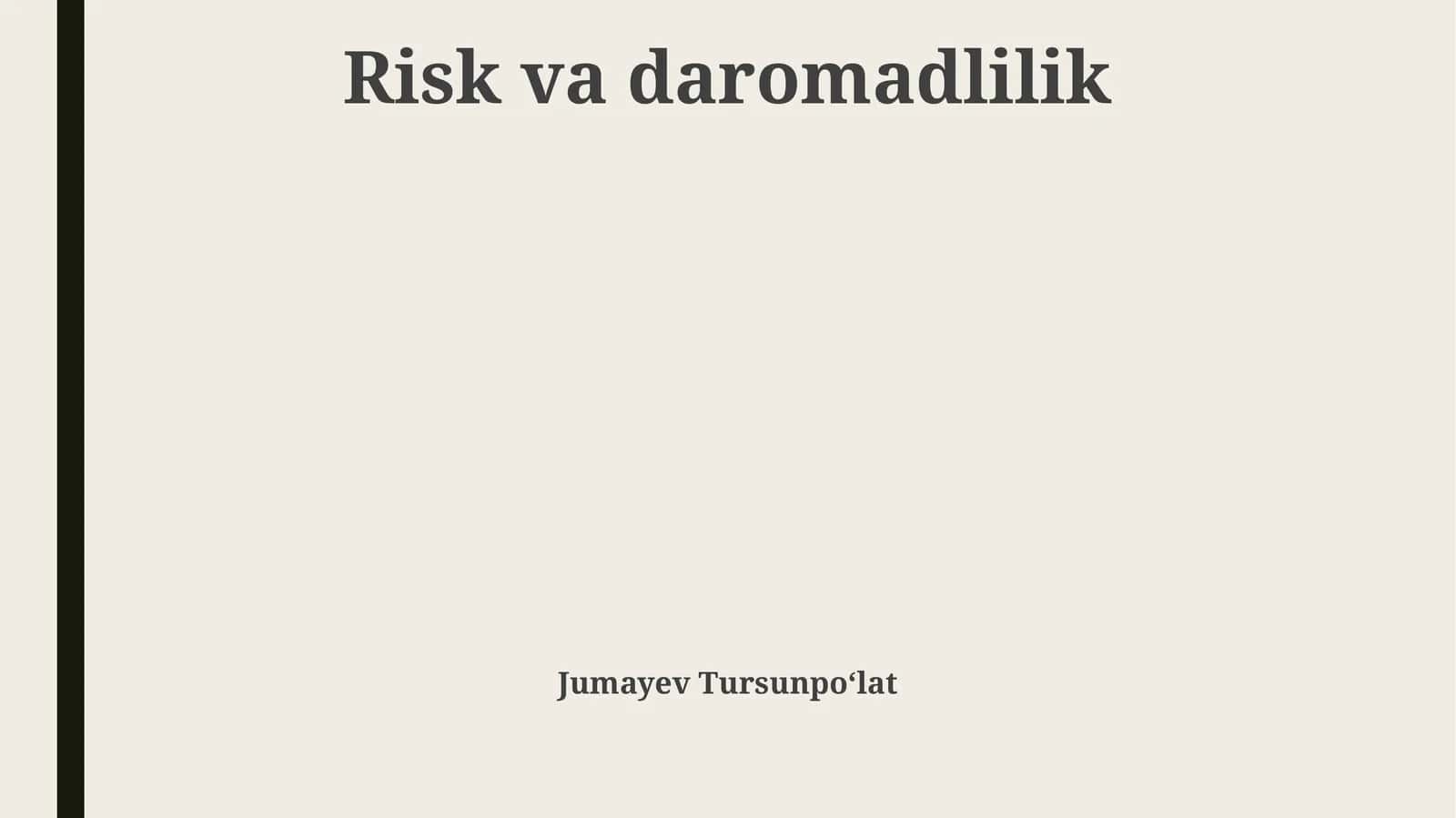 Risk va daromadlilik