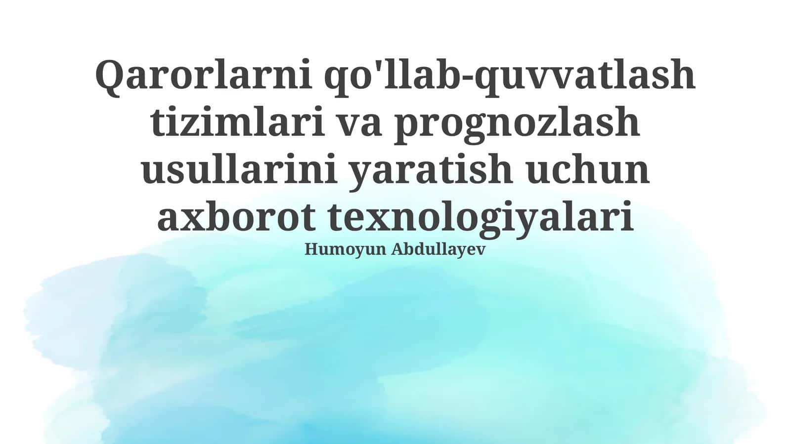 Qarorlarni qo'llab-quvvatlash tizimlari va prognozlash usullari