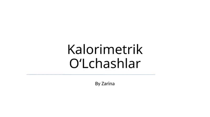 Kalorimetrik OʻLchashlar