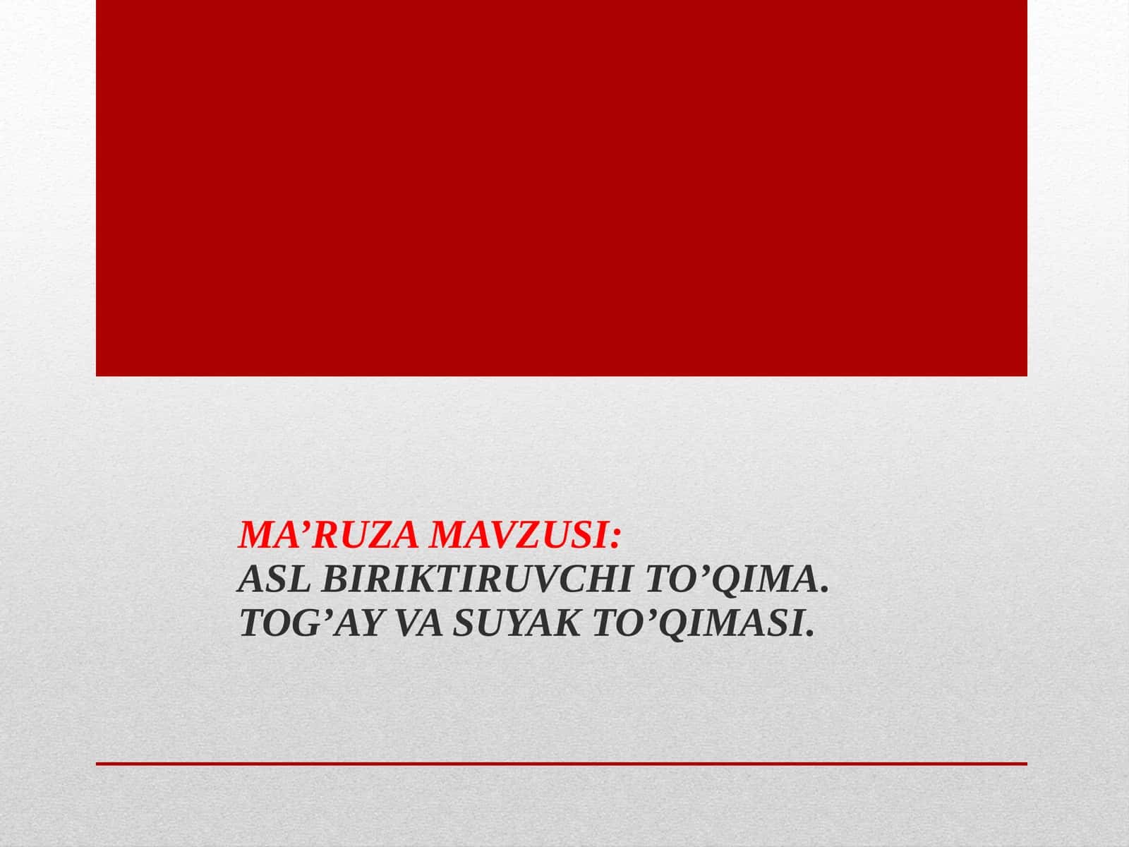 MA’RUZA MAVZUSI:ASL BIRIKTIRUVCHI TO’QIMA.TOG’AY VA SUYAK TO’QIMASI