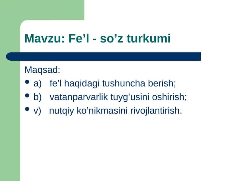 Fe’l - so’z turkumi