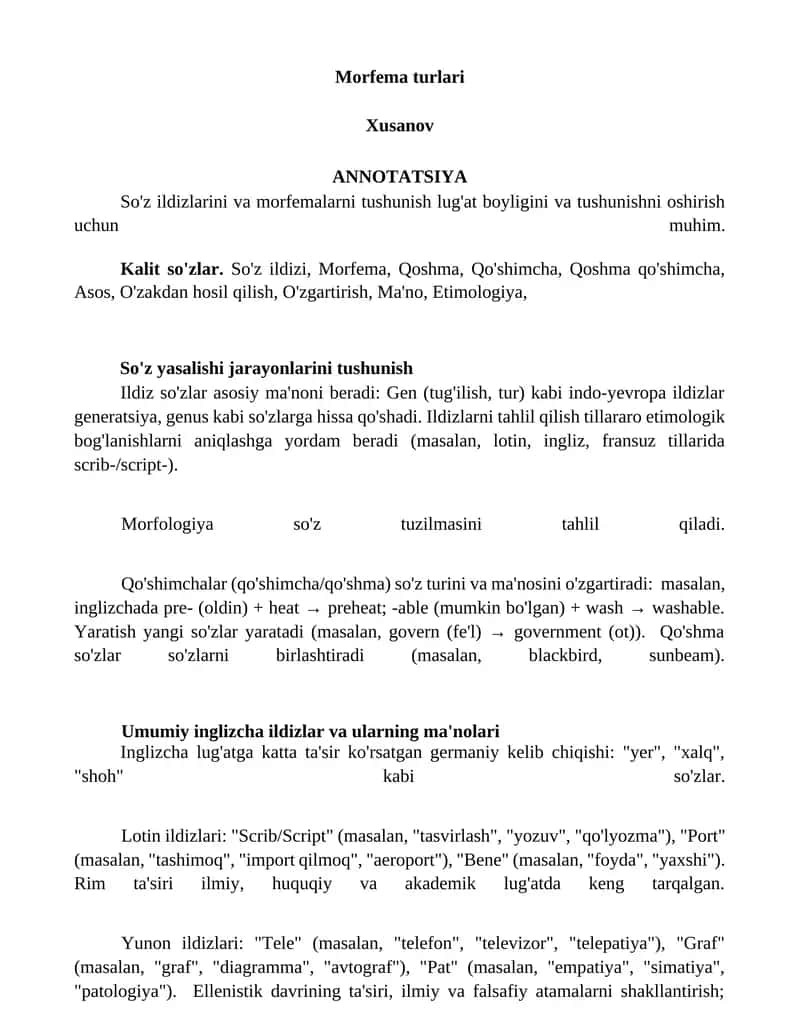 Morfema turlari