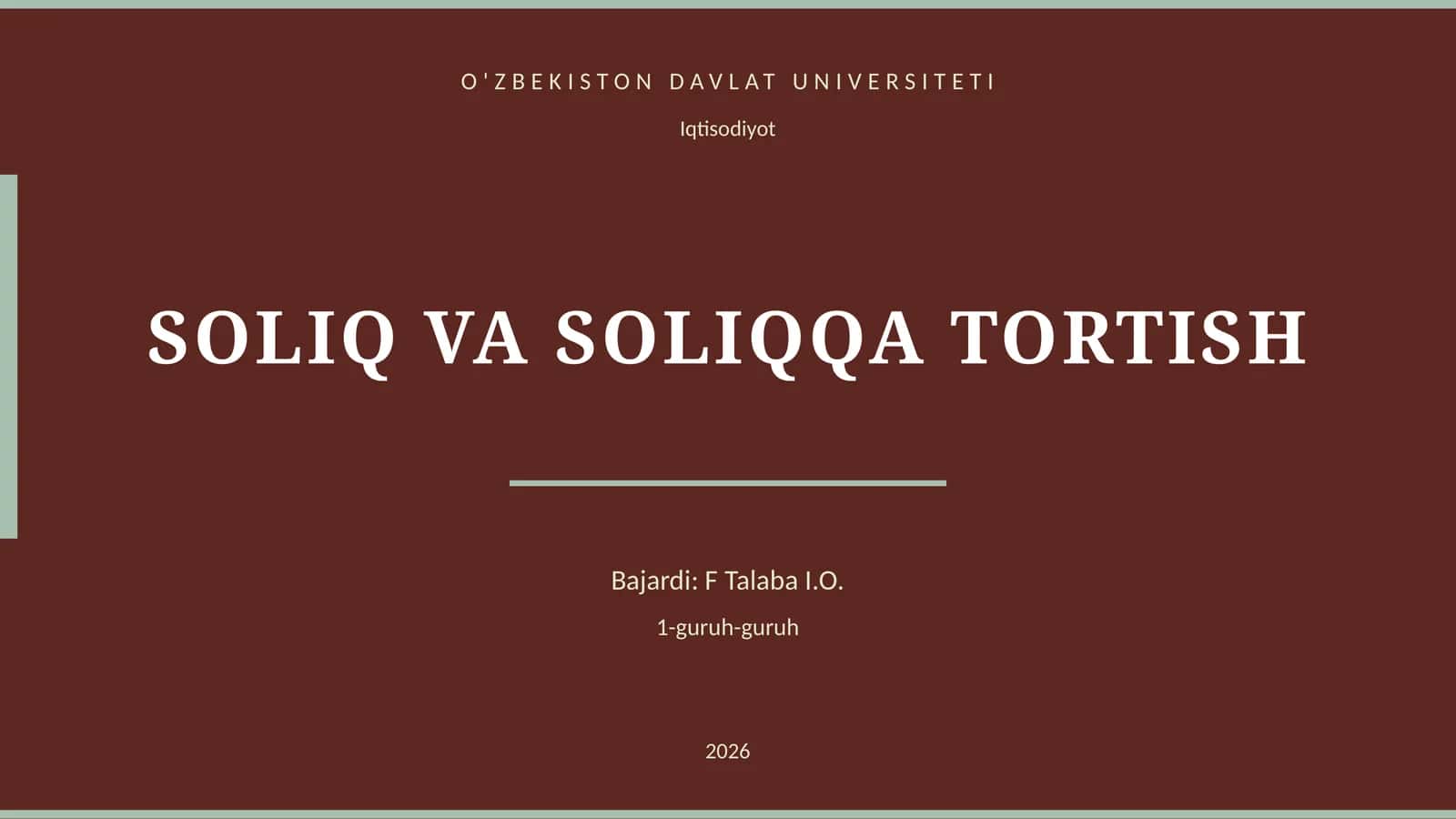 SOLIQ VA SOLIQQA TORTISH