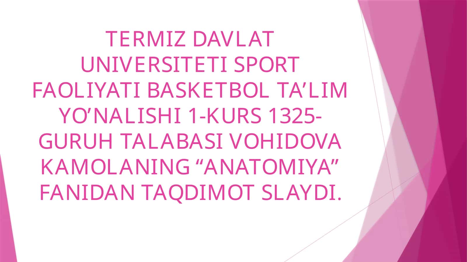 "ANATOMIYA" fanidan taqdimot slaydi