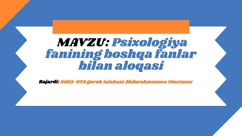 Psixologiya va Sotsiologiya