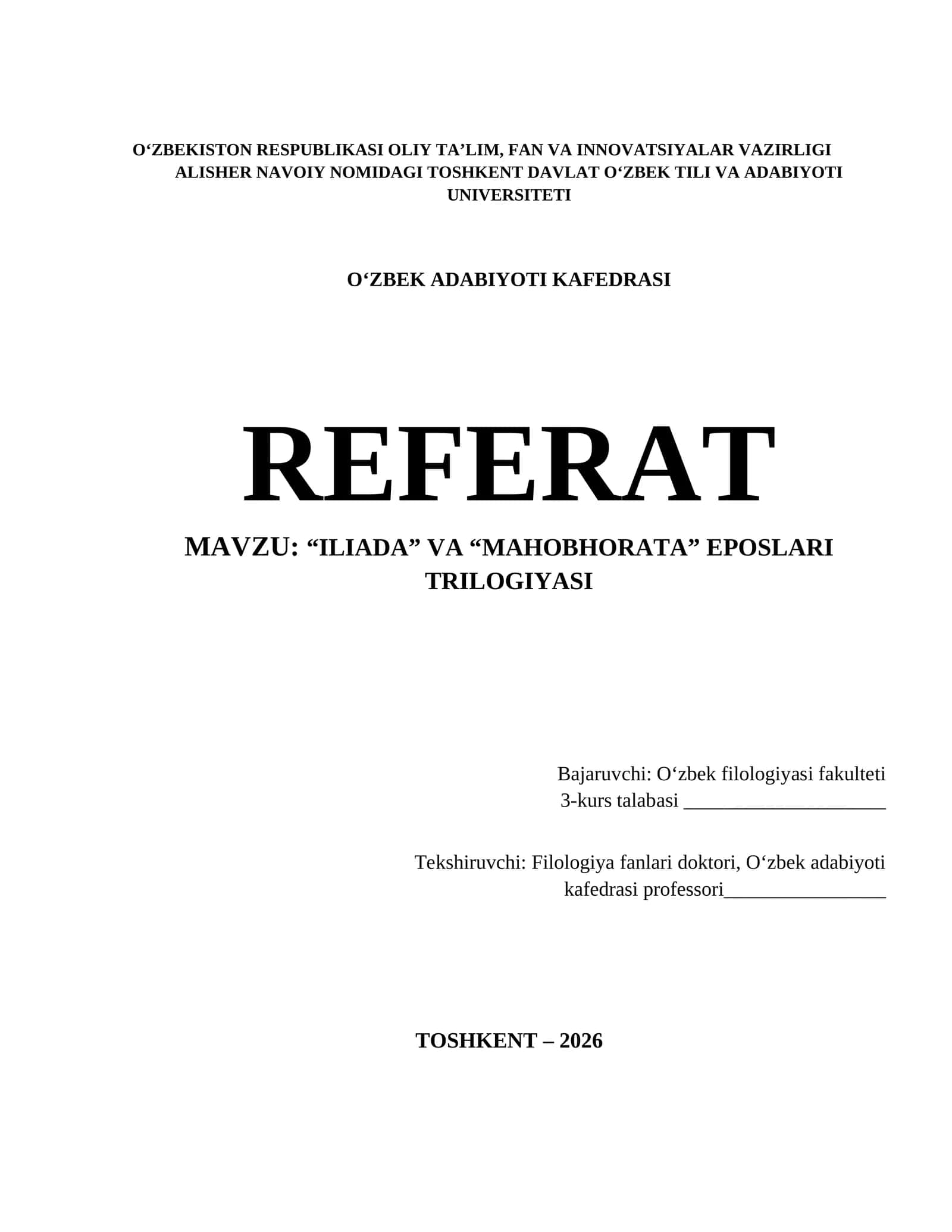 #Iliada va Mahobhorata eposlari trilogiyasi