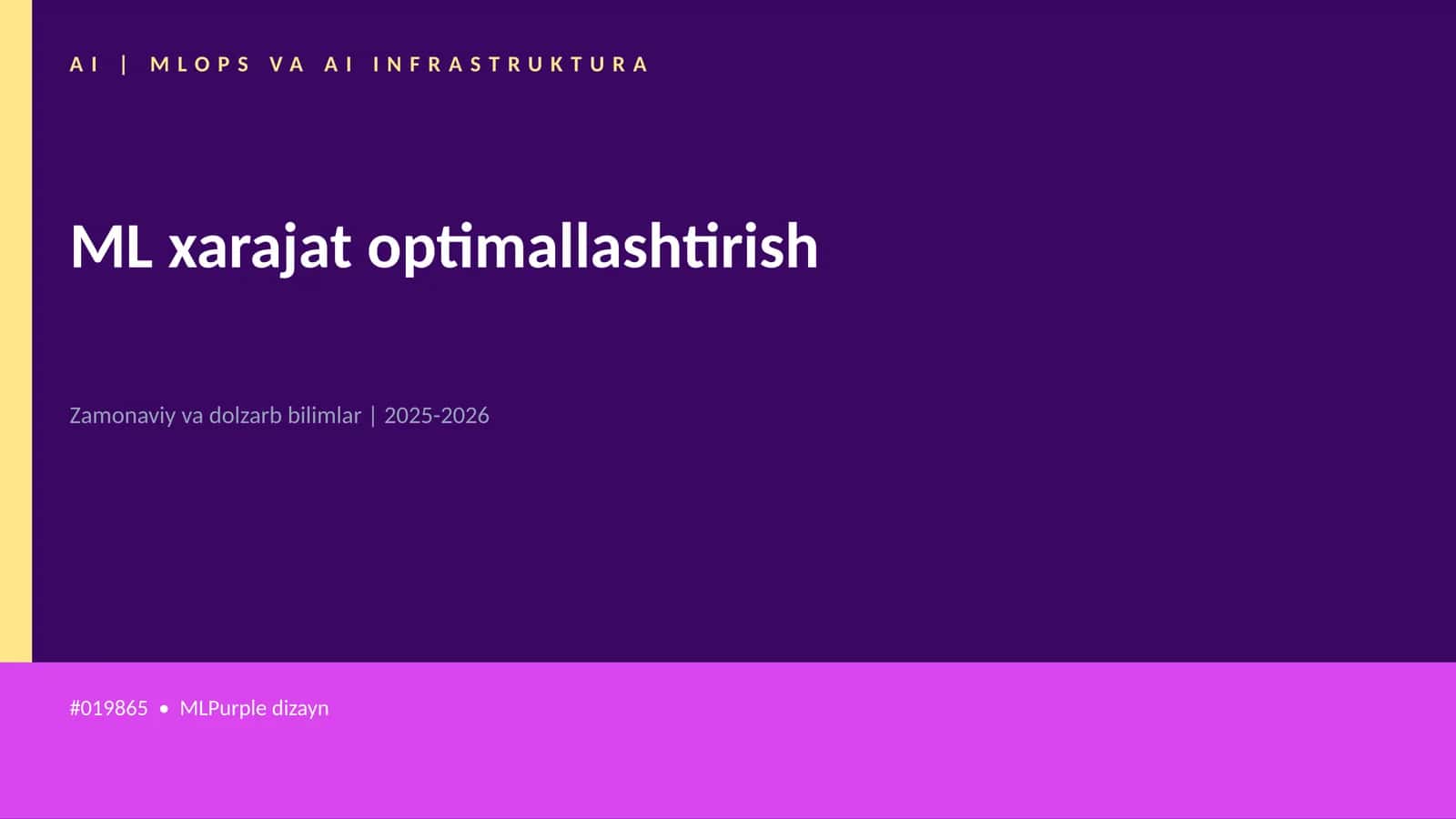 ML xarajat optimallashtirish