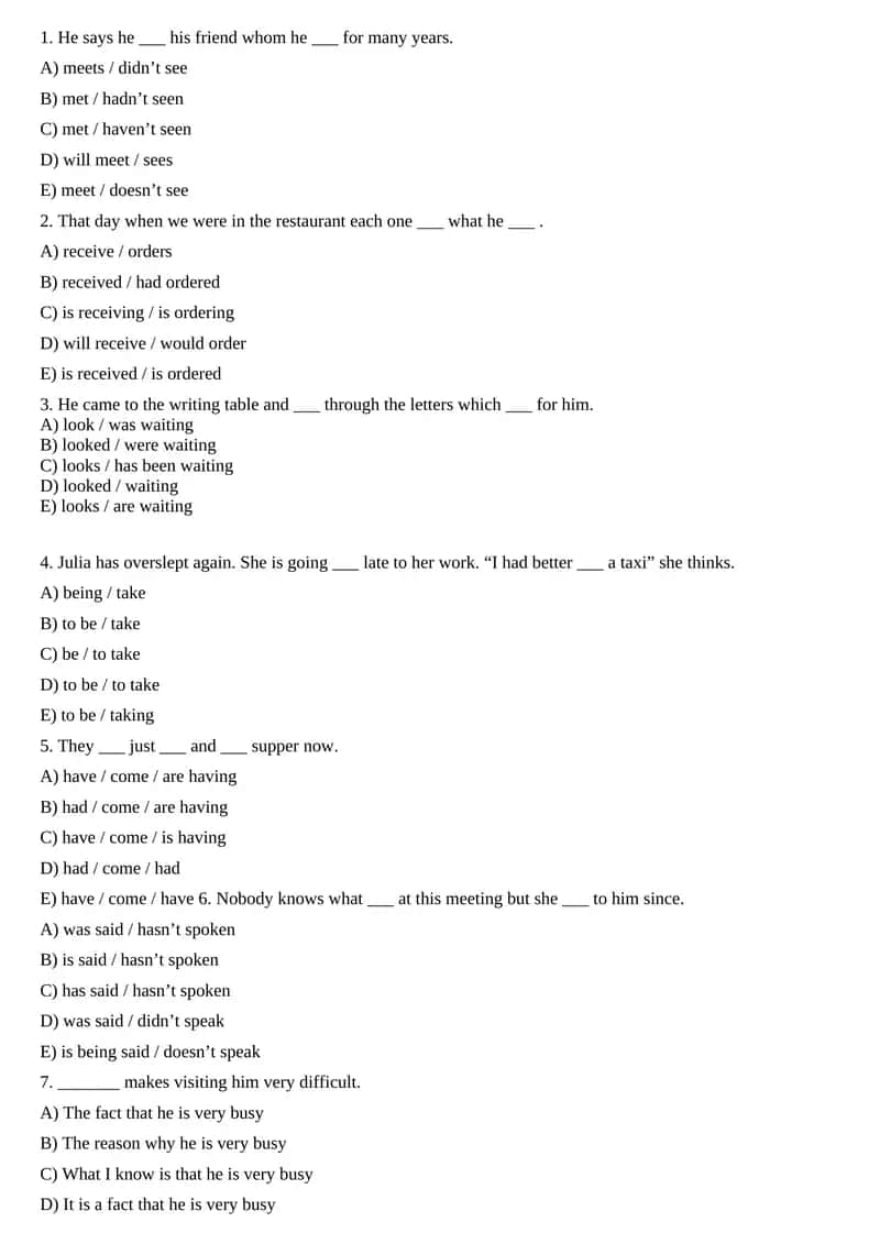 English Grammar Quiz