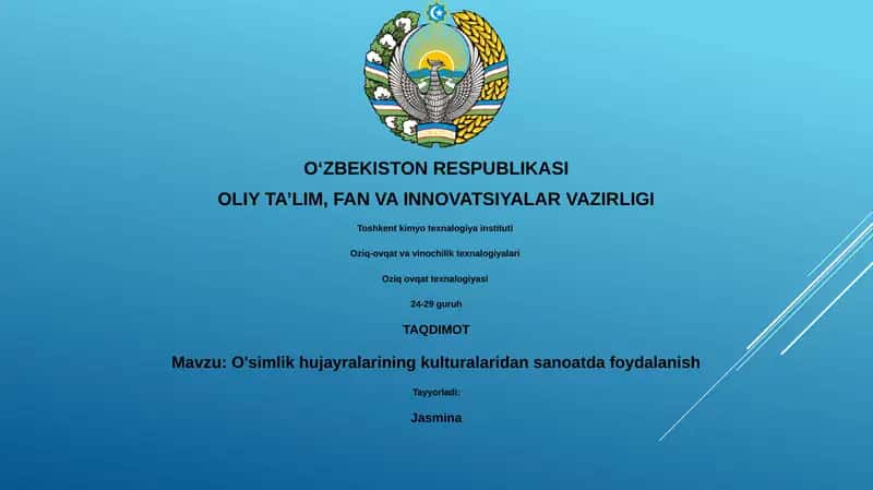 O'simlik hujayralari kulturalaridan sanoatda foydalanish