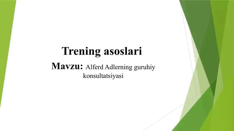 Alfred Adlerning guruhiy konsultatsiyasi