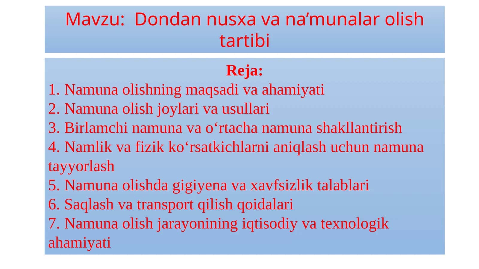 Dondan nusxa va na’munalar olish tartibi