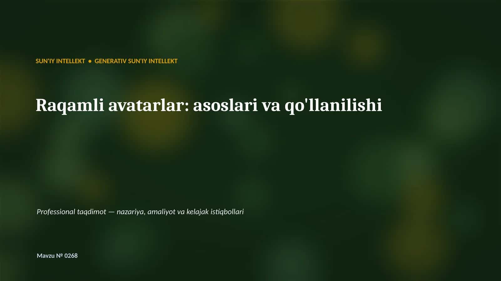 Raqamli avatarlar: asoslari va qo'llanilishi