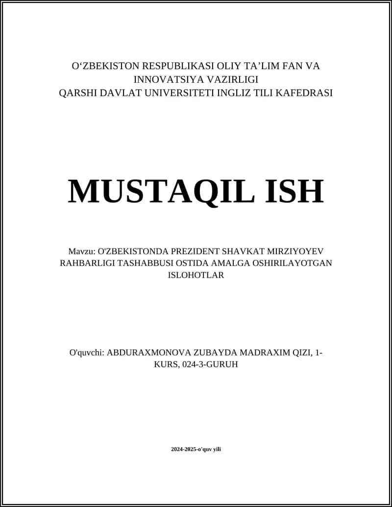 Iqtisodiy Islohotlar