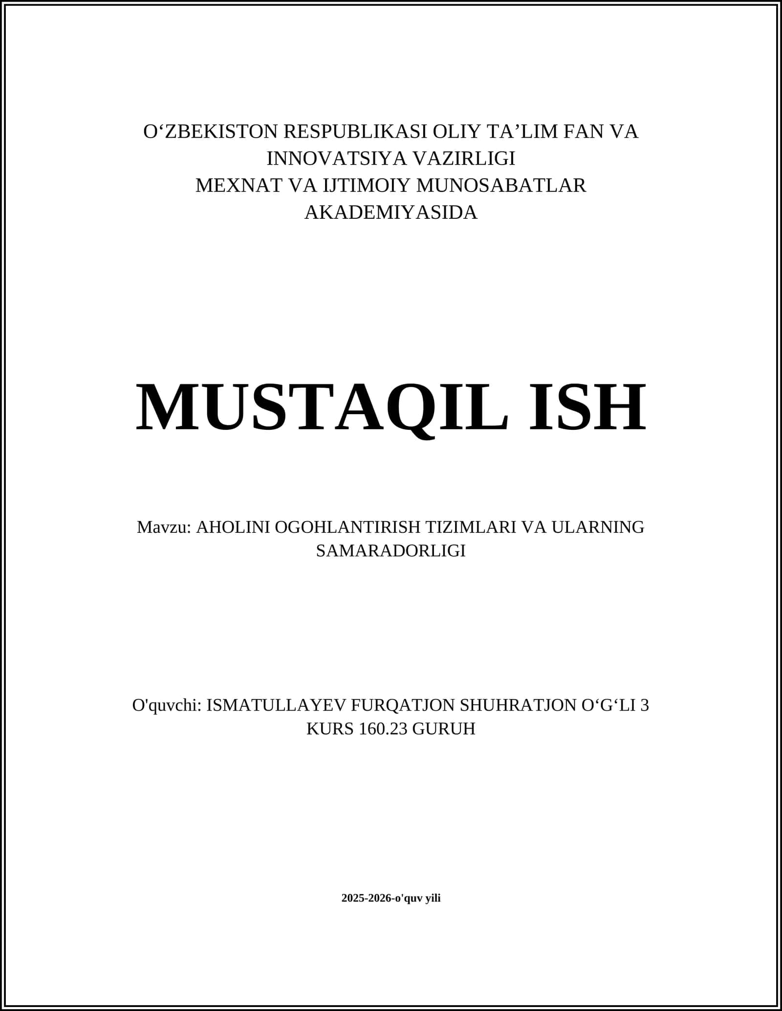 Aholini Ogohlantirish Tizimlari VA Ularning Samaradorligi