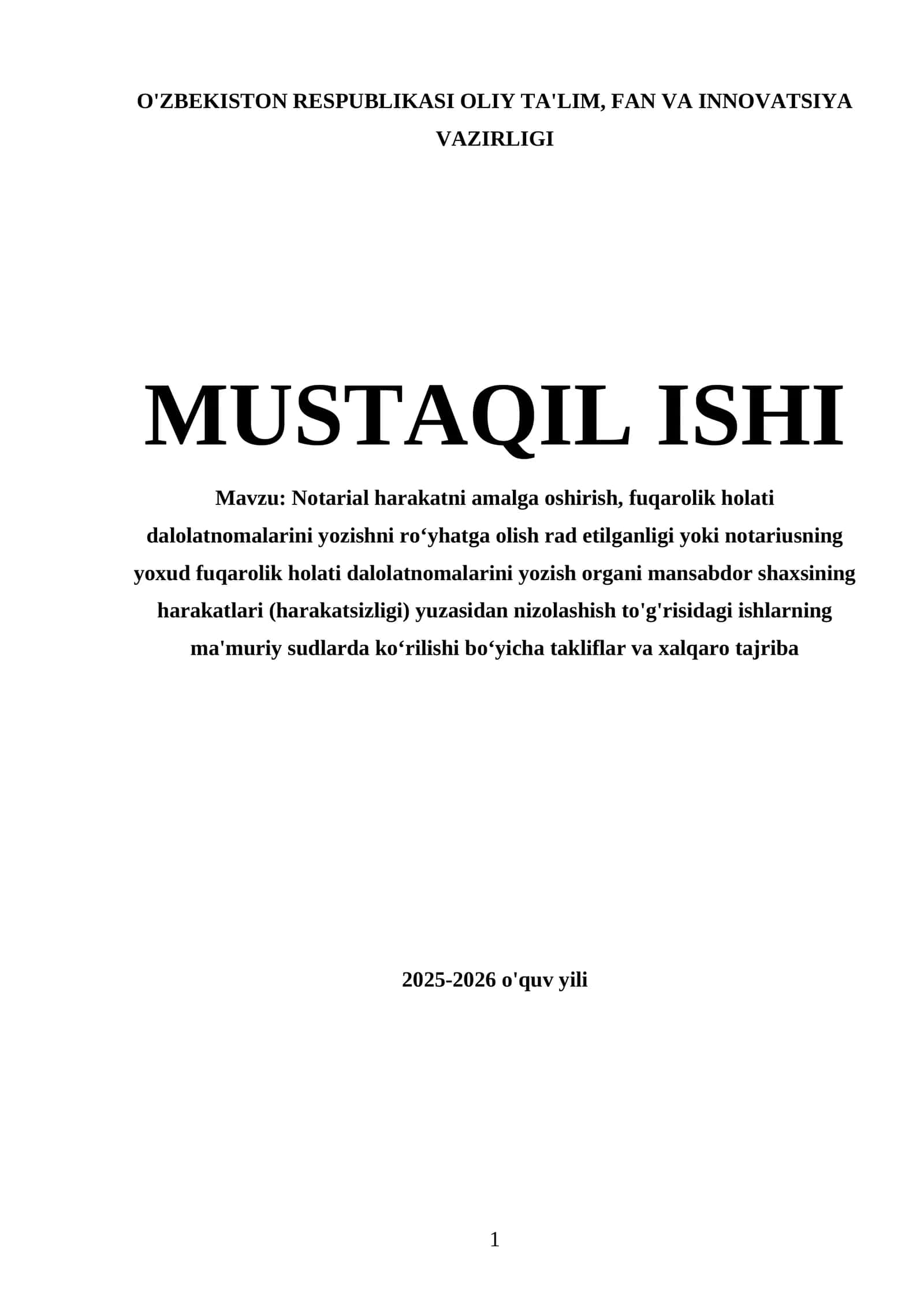 Notarial harakatni amalga oshirish, fuqarolik holati dalolatnomalarini yozish