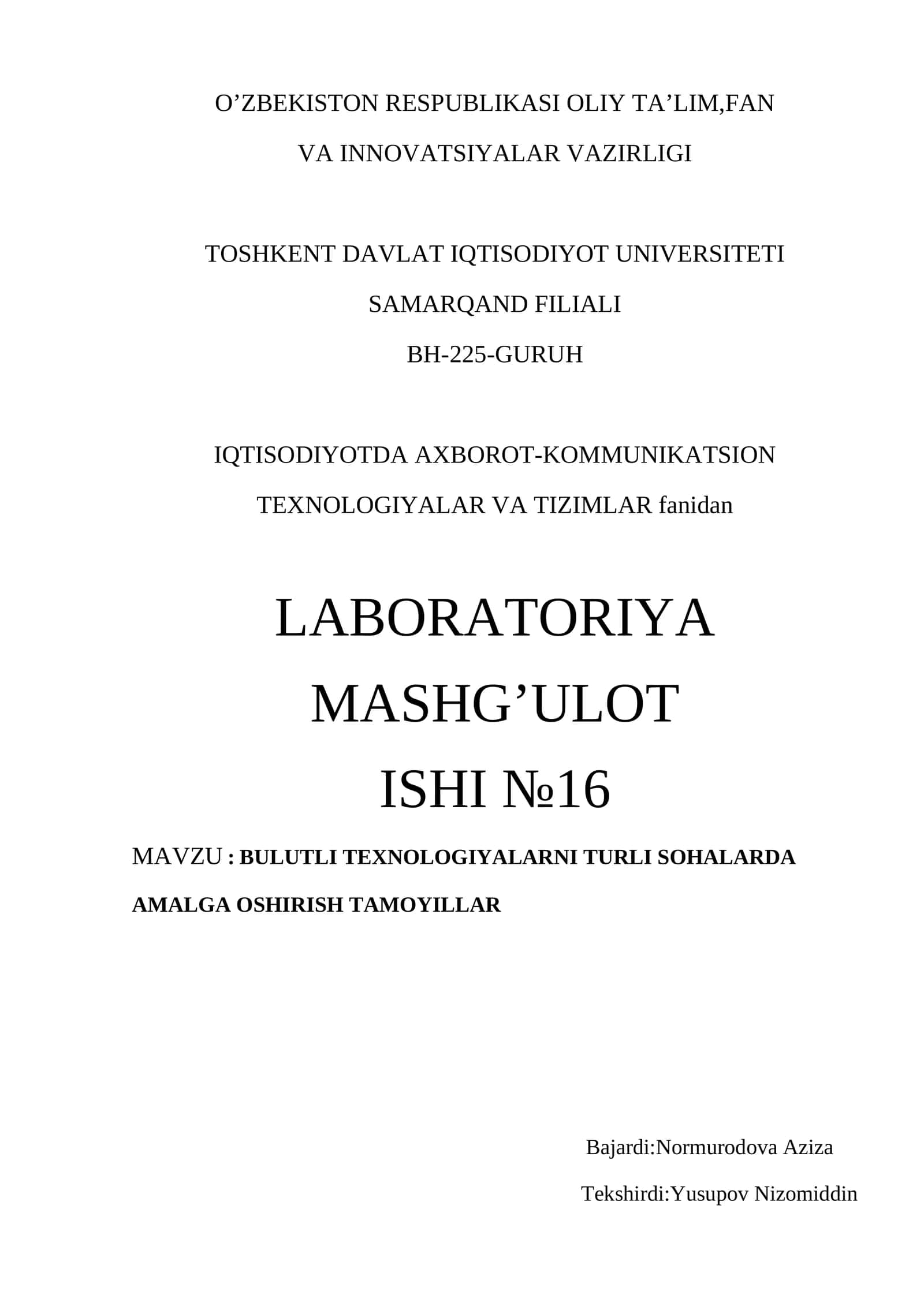LABORATORIYA ISHI №16