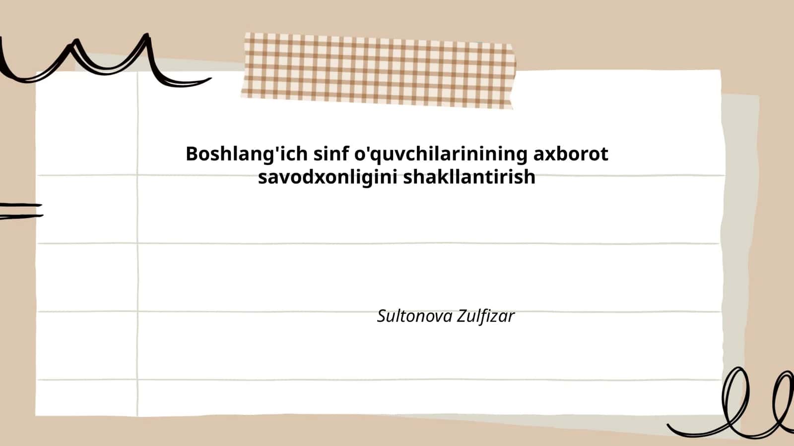 Boshlang'ich sinf o'quvchilarinining axborot savodxonligini shakllantirish